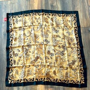 Vintage Oscar De La Renta Leopard Print Silk Scarf